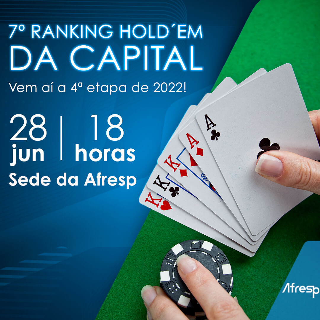 No momento, você está visualizando 7º Ranking Hold’em da Capital: 4ª etapa na próxima terça-feira