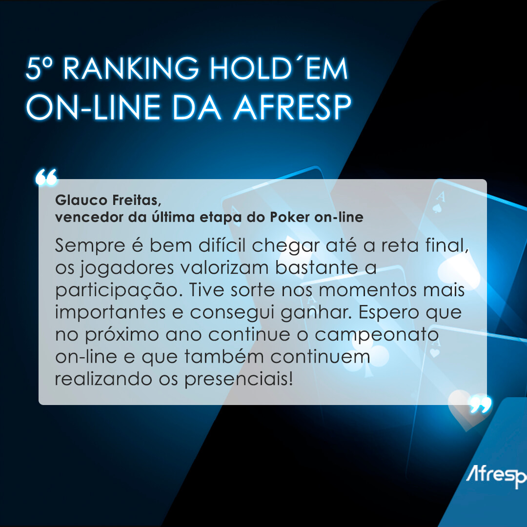 No momento, você está visualizando Confira como foi a última rodada do 5º Ranking Hold’em On-line